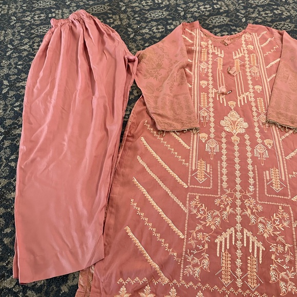 New 2 piece linen winter Pakistani embroidered dress salwar kameez - Picture 7 of 7